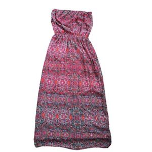 Earthbound Trading Co Maxi Dress Wmns XL Red Geometric Strapless Excellent Boho